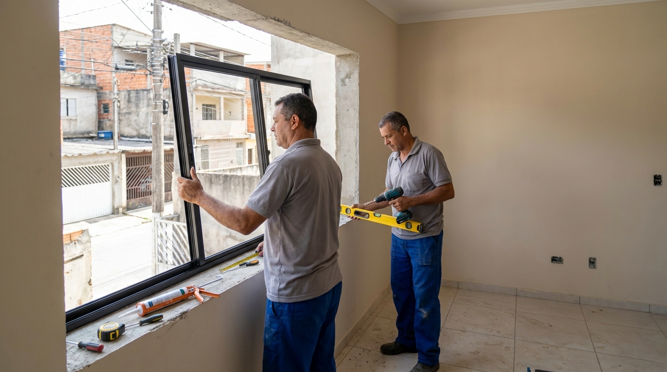 Esquadria de alumínio com vista para rua em Ipatinga-MG